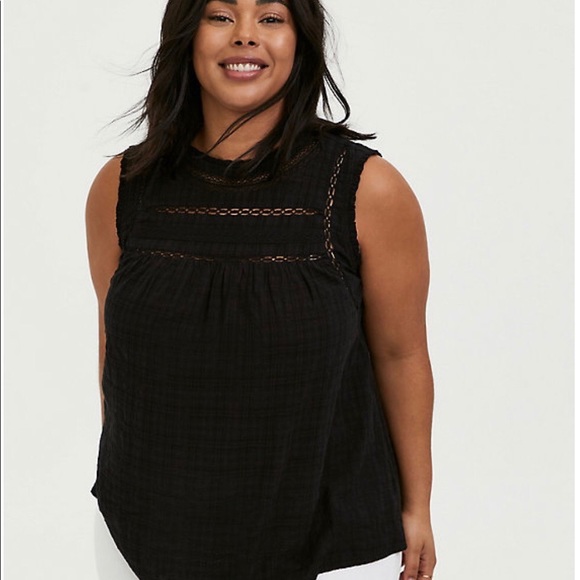 torrid Tops - Torrid Black Textured Crochet Tank sz 3